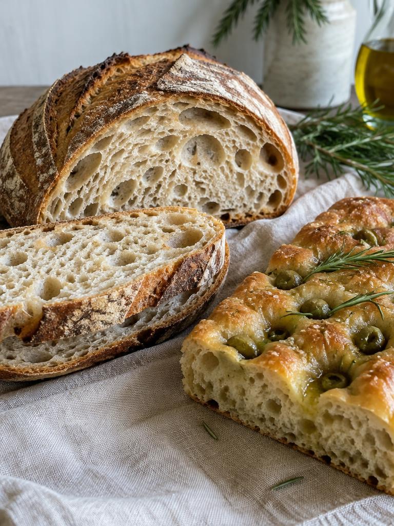 Sourdough and focaccia