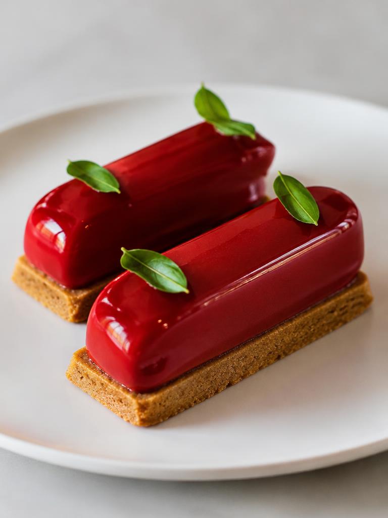 Red mirror-glazed entremets