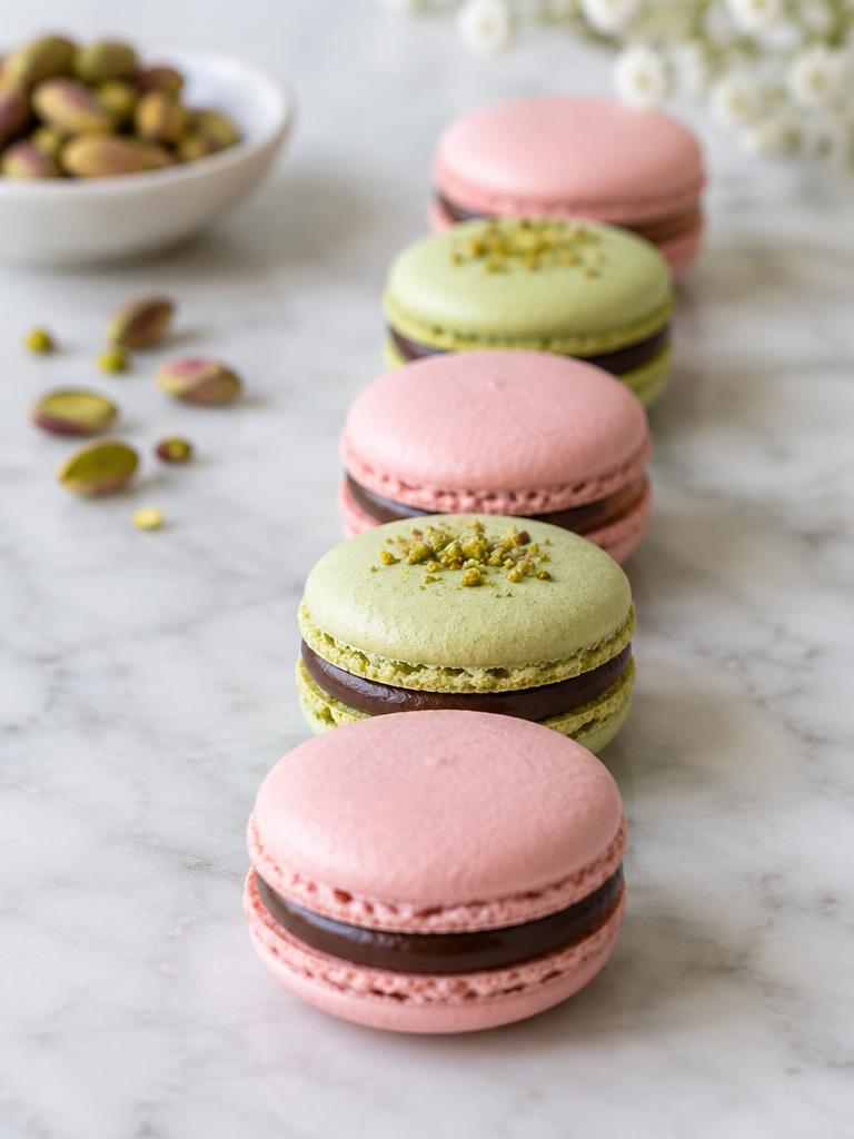 Pink and pistachio macarons
